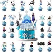 Valentina Buck Frozen Cake Topper Cupcake Toppers Set, Cake Decorations, Ice Theme Birthday Party Topper for Children