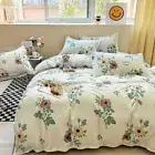 Nordic Bedding Set Romantic Floral Duvet Cover Flat Sheet Pillowcase Bed Linen