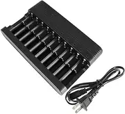 DC 4.2V 10-Slot Battery Charger Adapter with Dual Color Charging Indicator Light Heat Dissipation Fit for 18650 26650