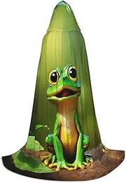 VPPUR Green Frog Print Unisex Hooded Cloak For Carnival Theme Party Decorations Witch Costume Cosplay