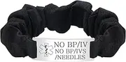 [JunyiDIY] Black Medical ID Bracelet, Lightweight Stretchable Organza Emergency Alert Wristband Custom Personalized Medical Identification for Seniors Men Women YA5426