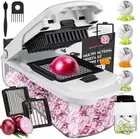 Multifunctional Food Chopper Onion & Vegetable Cutter/Spiralizer Dicer/8 Blades,