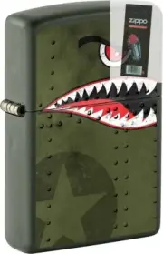 Zippo 85426 Fighter Plane Nose Art Shark Teeth Lighter + FLINT PACK