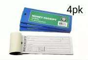4pk Carbonless Cash Money Receipt Book 50 Sets 2Part Duplicate Copy Rent Receipt