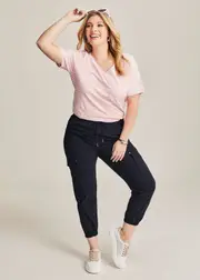 [Virtuelle] Taking Shape Castaway Pull On Cargo Pant Size 14 in Navy, Viscose - Plus Size Women's Clothing Navy