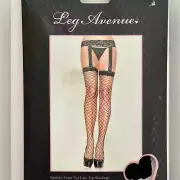 Leg Avenue Lace Top Fishnet Stockings Attached Lace Garter Belt