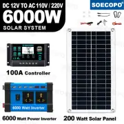6000W 100A 110V Solar Panel Kit Complete Solar Power Generator Home Grid System.