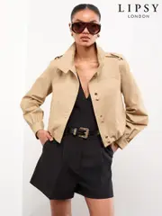 Lipsy Camel Bubble Hem Funnel Neck Jacket (AT5083) | $159