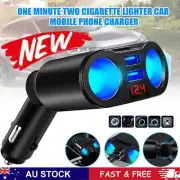 Dual USB Cigarette Lighter Adapter 2 Socket Splitter Multi Power Car Charger SW
