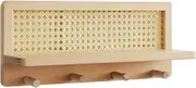 Rattan Wall Shelf-Freedom Hoh Horse Hanging Storage Rack, Wooden Hook Organizer | Decorative Nursery Book Display for Entryway, Study Room, Rustic Wall Accent, Farm Home Decor, Space Saving Unit