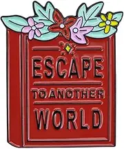 [Ficsowy] Escape To Another World Book Enamel Pin Read, Librarian, Library, Pin, Cute Pin, Lanyard Pin Novel Book Lover Enamel Pin Jewelry for Book Lover Gift, Zinc, no gemstone
