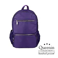 在飛比找Yahoo奇摩購物中心優惠-DF Queenin日韓 - 嚴選優質感個性雙肩後背包-紫色