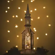 Christmas Nativity Church Water Globe Lantern Light Glitter Swirling Deco Gift