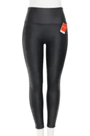 Spanx L118618 Womens Black/White Faux Leather Side Stripe Leggings Size L