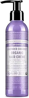 Dr. Bronner's - Organic Hair Crème (Lavender Coconut, 6 Ounce) - Leave-In Conditioner and Styling Cream, Made with Organic Oils, Hair Cream Supports Shine and Strength, Nourishes Scalp, Non-GMO