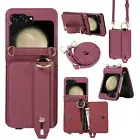 For Samsung Galaxy Z Flip 6/5/4/3 Leather Flip Card Holder Crossbody Wallet Case