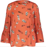 Whistles Ladies Feather Print Millie Frill Top Blouse UK Size 6 RRP£119 BNWT