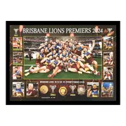 Brisbane FC 2024 PREMIERS 75M x 55CM Team Poster Wooden Frame MEMORABILIA