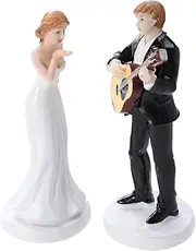 Romantic Guitar Bride and Groom Cake Topper Elegant Cake Topper Figurine Wedding Decoration Figurine Resin Gift