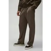 Mens Taupe Straight Leg Jersey Twill Jogger