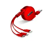 Three On One Multifunctional Data Line Applicable To Iphone Android Type-C - Red