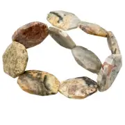 Crazy Lace Agate Faceted Bead Strand | 40x30mm | Orange/Grey/Pink | Octagon |
