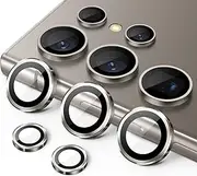 [JETech] Camera Lens Protector for Samsung Galaxy S24 Ultra, 9H Tempered Glass Metal Individual Ring Cover, Easy Installation Tray, HD Clear, 1 Set (Titanium Gray)