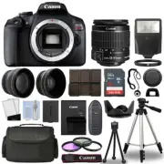Canon EOS Rebel T7 / 1500D SLR Body+ 3 Lens Kit 18-55mm + 16GB + Flash & More