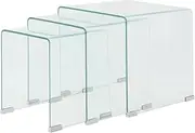 vidaXL Nesting Table Set - Tempered Glass Coffee Tables – Set of 3 – Modern Scandinavian Design – Transparent Square Nightstand for Living Room or Bedroom