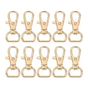 10Pcs Swivel Clasps, 0.51" D Ring Lobster Claw Push Gate Snap Hook, Gold