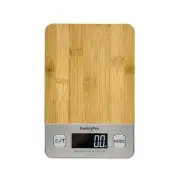 Bamboo Platform Digital Kitchen Scale - 11 pounds Capacity LCD Display Grams ...