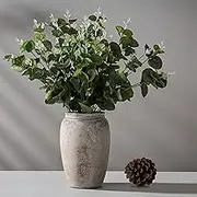 PORCER 8.2 Inch Ceramic Vase, Terracotta Rustic Vase Farmhouse Decorative Vase Boho Decor, Ceramic Vases for Home Decor, Living Room, Entryway, Floor, Holiday Wedding Christmas New Year Gifts - Gray