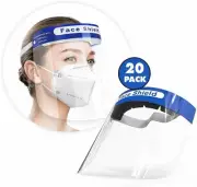FFN Face Shield Reusable (Pack of 20) Plastic Face Mask Shields for Full Face...