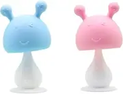 2 Pack Soft Silicone Nipple Teether with Suction Base - Visually Stimulating and Easy to Grasp Toy for Baby Teething Relief - 3+ Months