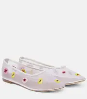 [Staud] Staud Alba floral mesh ballet flats AU 7 white