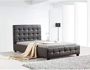 King Single PU Leather Deluxe Bed Frame and Headboard - 206cm x 114cm Brown