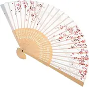 Amosfun Foldable Hand Fan for Wedding Embroidered Custom Decoration Handbag Palm Fans Poster Held Accessories China Portable Prop Lacquer Shirt Retro Decor Adornment Fan Bamboo