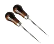 Awl,Gourd Shape Awl Tailors Awl Wood Handle Scratch Awl Sewing Awl Tool for Leather (2 Pack)