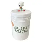 Rae Dunn Peanuts Snoopy Ceramic Holiday Snacks Treats Cookie Jar Topped Canister