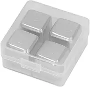 4PCS Whiskey Stones Stainless Steel Ice Cube Harmless Reusable Rocks with Storage Box for Birthday Valentine