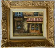 Oil on canvas original oil painting- Street Scene of Paris - ornate gold frame