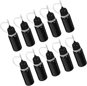 JECOMPRIS 10pcs Bottle Shot Bottles with Lids Small Bottles Squeeze Condiment Bottles Squeeze Writer Bottles Liquid Glue Pump Precision Bottle Needle Cup Black Stainless Steel
