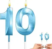 10 Birthday Candle For 10th Birthday Decorations For Boys Number 10 Candle Birthday Boy 10 Candle Birthday Girl 10th Birthday Cake Topper Blue Number Candles 10 Blue Birthday Candles 10th Birthday Boy