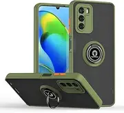 [SEAHAI] Case for Oppo A16 / Oppo A16s / Oppo A54s, Matte Translucent Hard PC Back and Soft TPU Silicone Double Protective Case Shockproof Mobile Phone Case with 360 Degree Ring Stand, Army Green