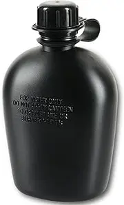 M-Tac 1 Quart Plastic Canteen 34 Oz /1L - Army Military Water Bottle for Hiking Camping Airsoft Backpacking (Black)