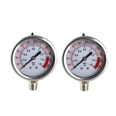 New Stainless Steel 304 Dual Scale Liquid Filled Pressure Gauge,Premium Spa P...