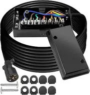 7 Way Trailer Plug 16 Feet Inline Trailer Cord Heavy Duty with 7 Gang Junction Box,7 Pin Trailer Plug with Weatherproof Junction Box for Easy Installation