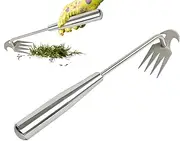 Yplkm Grass Puller, Garden Grass Puller, Stainless Steel Grass Hand Tool, Crab Grass, Vegetable Remover, Removable Handle for Yards, Garden, Farm