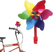 Bike Handlebar Pinwheel for Kids, Mini-Factory Bike Accessory Decoration Wind Spinner for Kid's Bicycle (Rainbow Stripes)