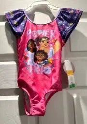NWT Disney Encanto Mirabel Girls One Piece Swimsuit 2T Pink and Purple